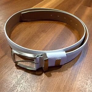 Nike Golf G-flex White Leather Belt Men’s Size 36 Genuine Leather Silver Buckle